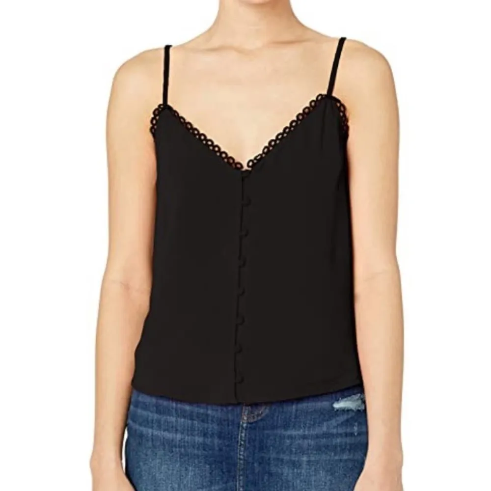 BB Dakota Women's Black One Hot Minute Button Front Bubble Crepe Cami Tank sz S - Image 2