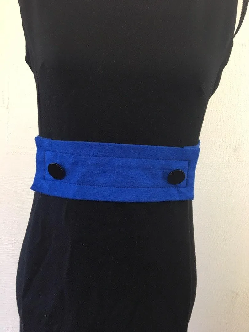 Retro 60s Style Level Eight 8 Sleeveless Black Blue Button Dress - Image 6