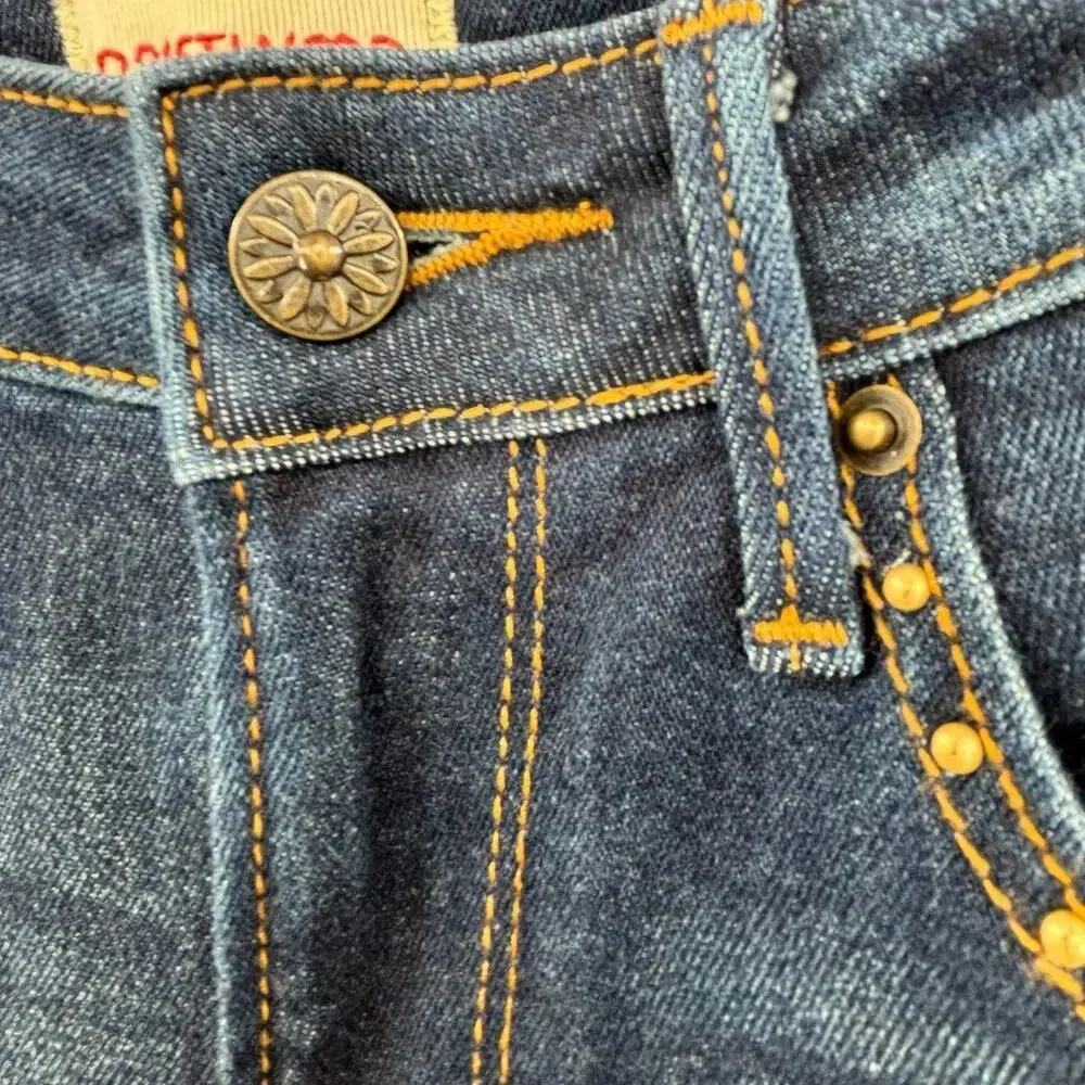 Driftwood Amelia Dark Blue Jeans Cropped Straight Studded Raw Hem‎ Jeans Size 27 - Image 5