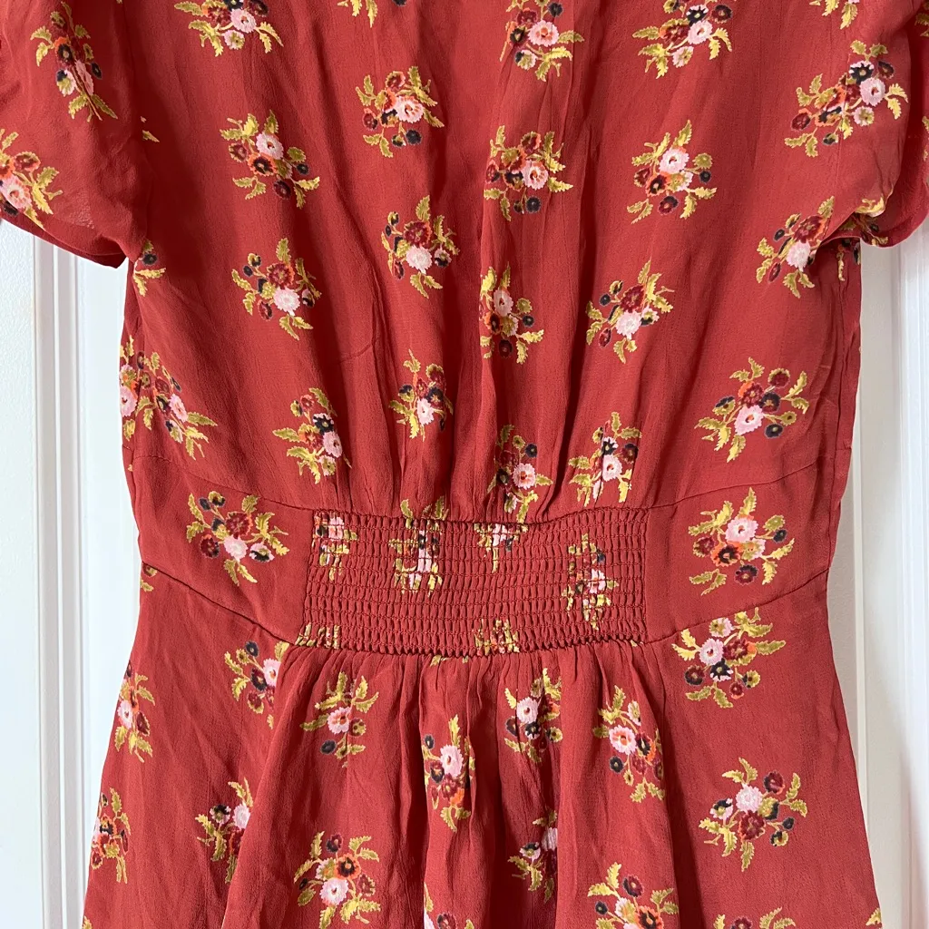 Urban Outfitters UO Elle‎ Red Floral Button Front Midi Dress Women’s Small - Image 7