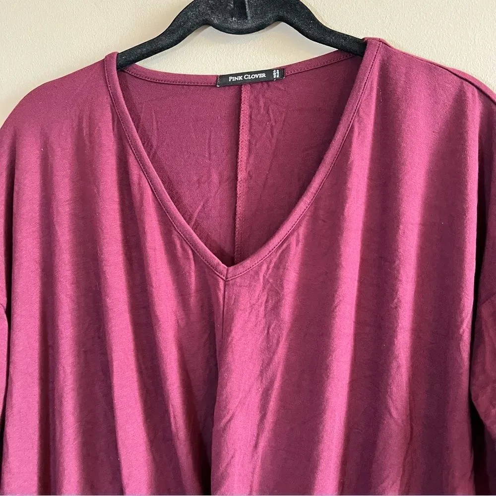 ✨ Pink Clover Women’s Maroon Front Twist Top Large - Image 2