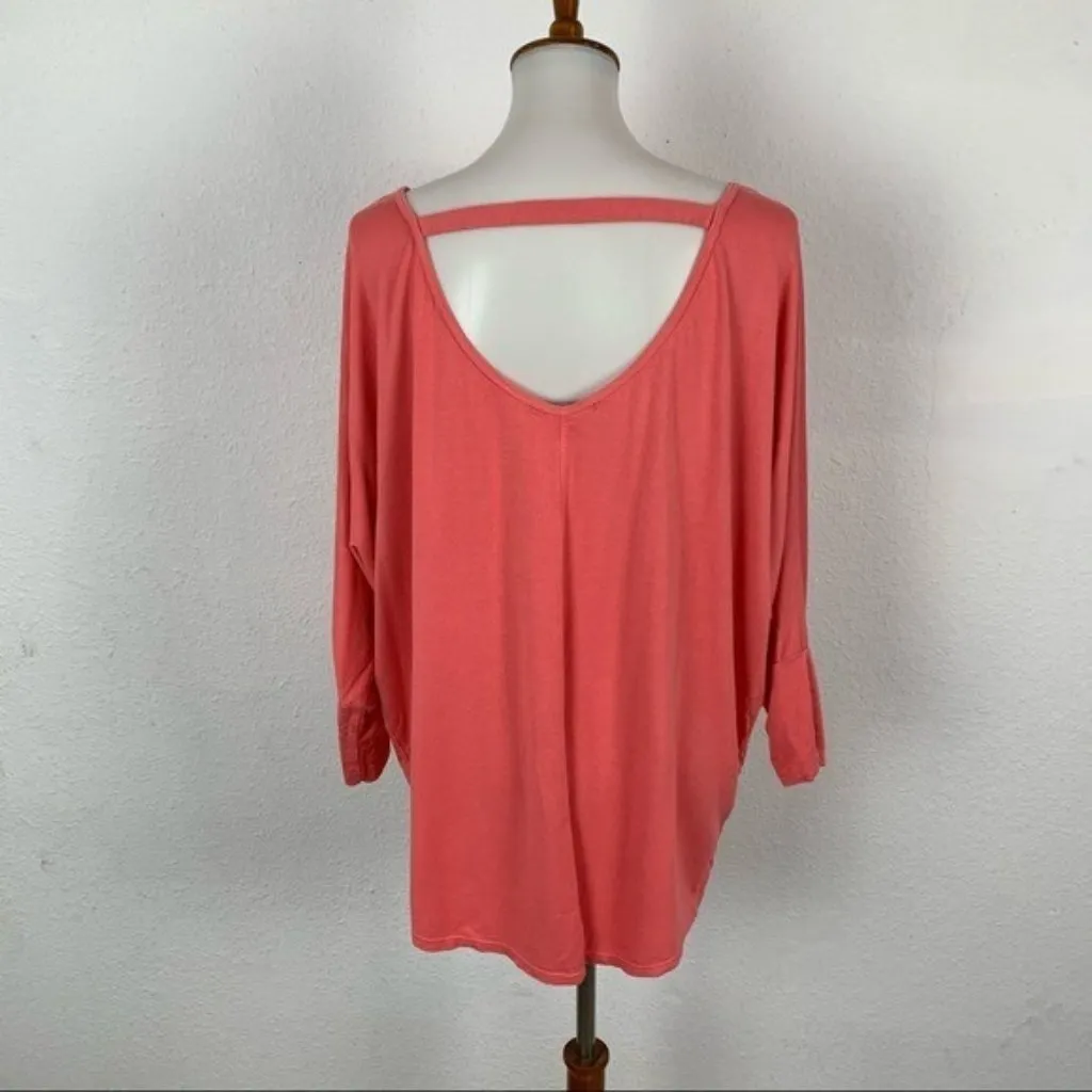 NUX Top Large Coral 34 Sleeve Yoga Athleisure Gym Activewear Casual Orange - Image 4