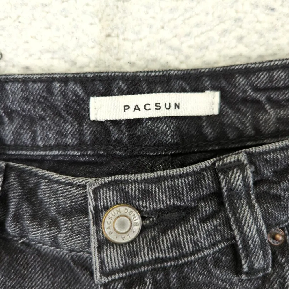 PacSun Mom Short Jean Denim Shorts High-rise Women's 28 Black Wash Rigid Cotton - Image 3