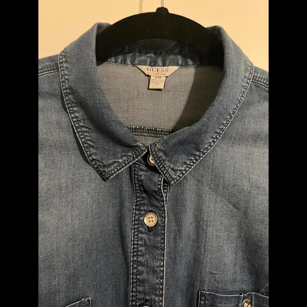 Guess Women's Denim Button-Up Shirt-Medium - Image 3