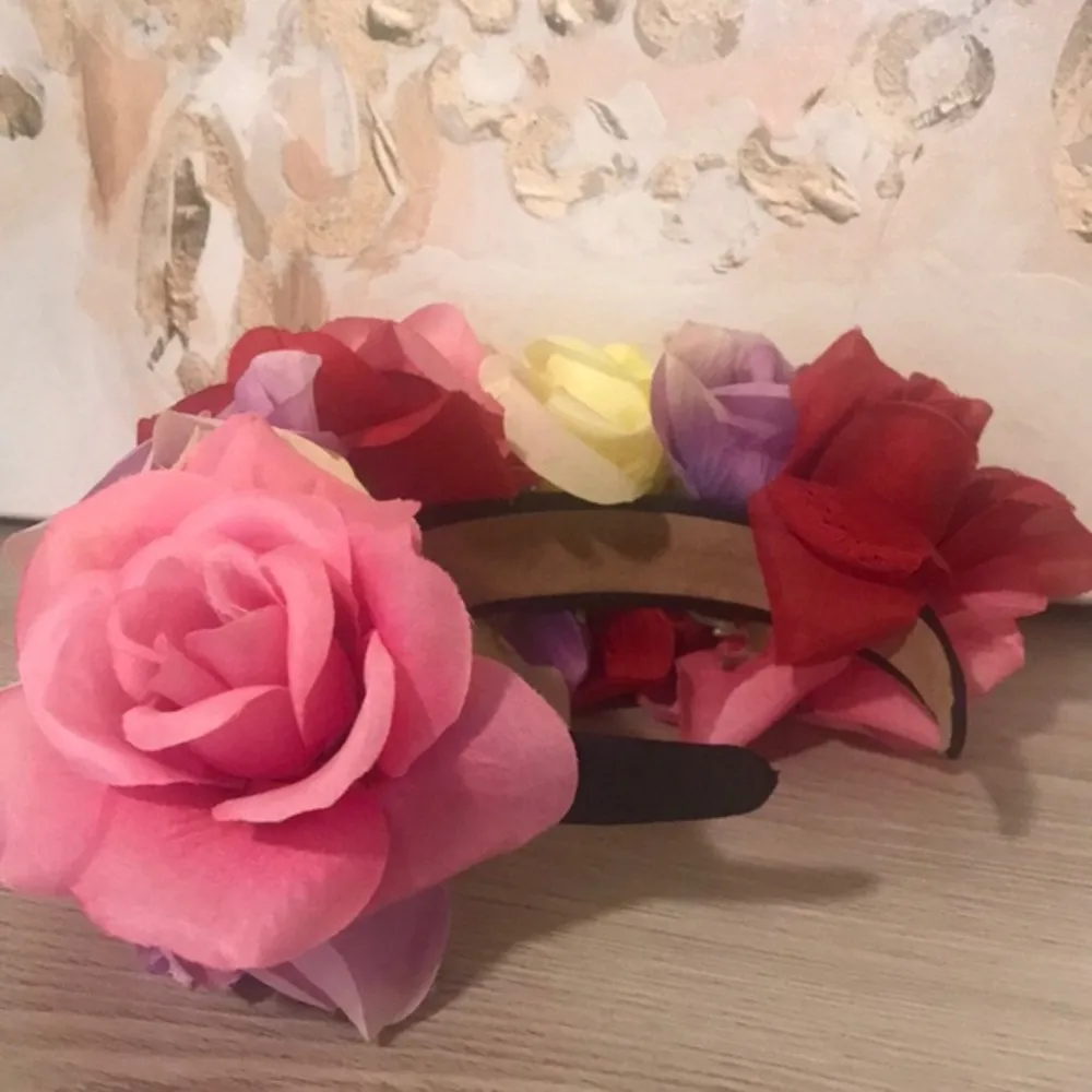 Handmade Full Floral Multi Colored Roses Headband - Image 7