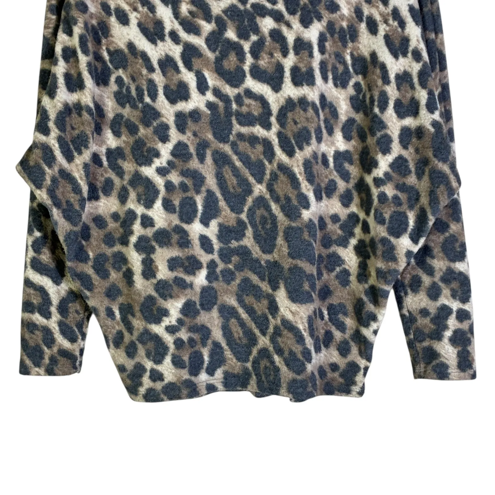 Gaze Leopard Print Long Sleeve Dolman Top Womens Size S Brown - Image 3