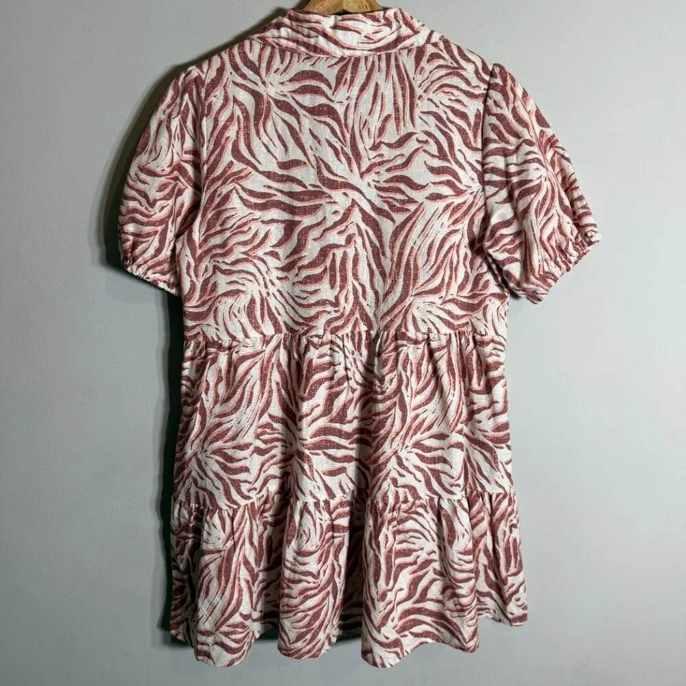 Urban Outfitters UO Little Lies Linen Zebra Print Mini Shirt Dress Women's Small Red - Image 8