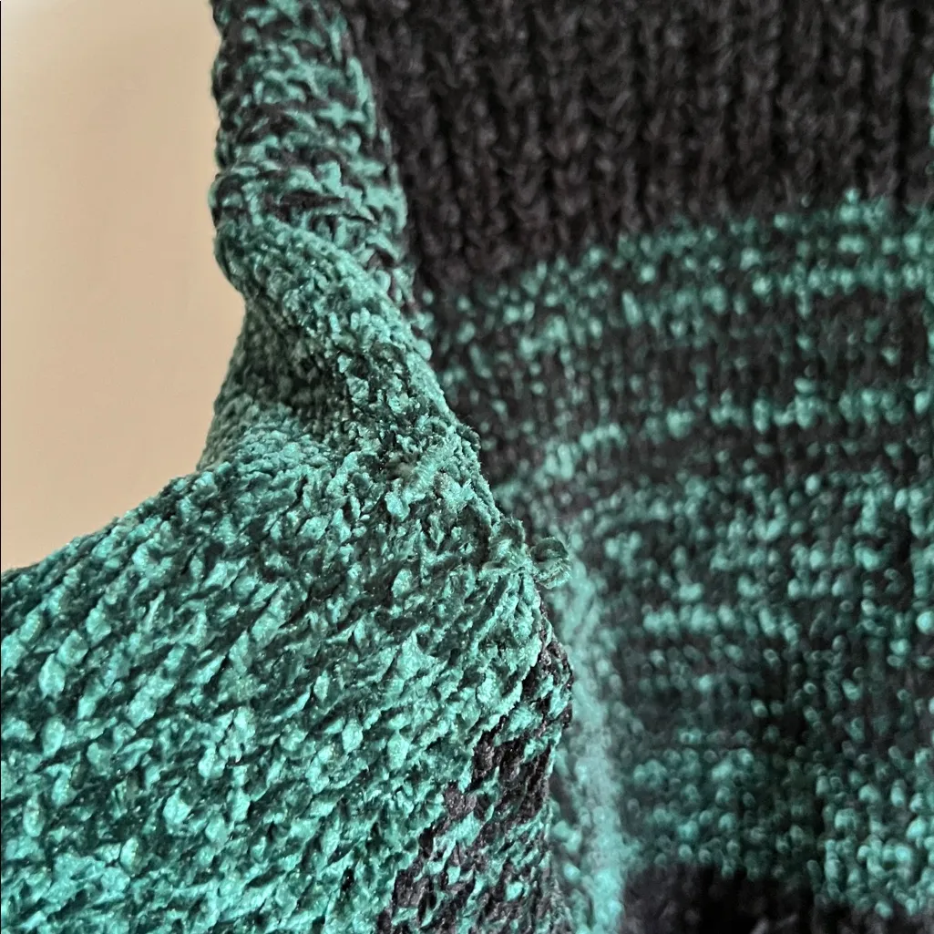 For Love Lemons Chenille Green Black Cardigan - Image 4