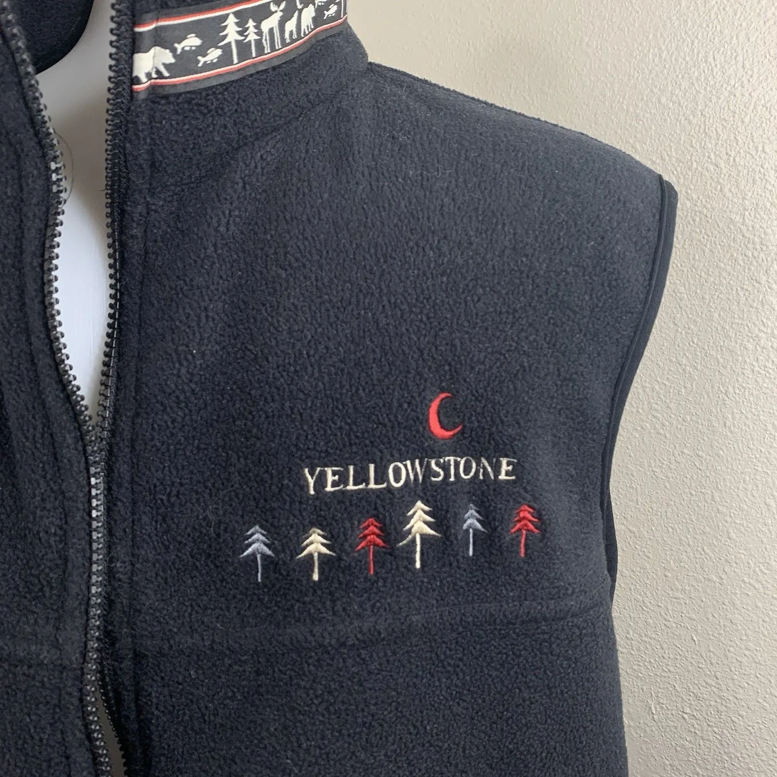 Yellowstone EMI Sportswear USA Black Fleece Vest Full Zip Embroidery Sz XL - Image 3