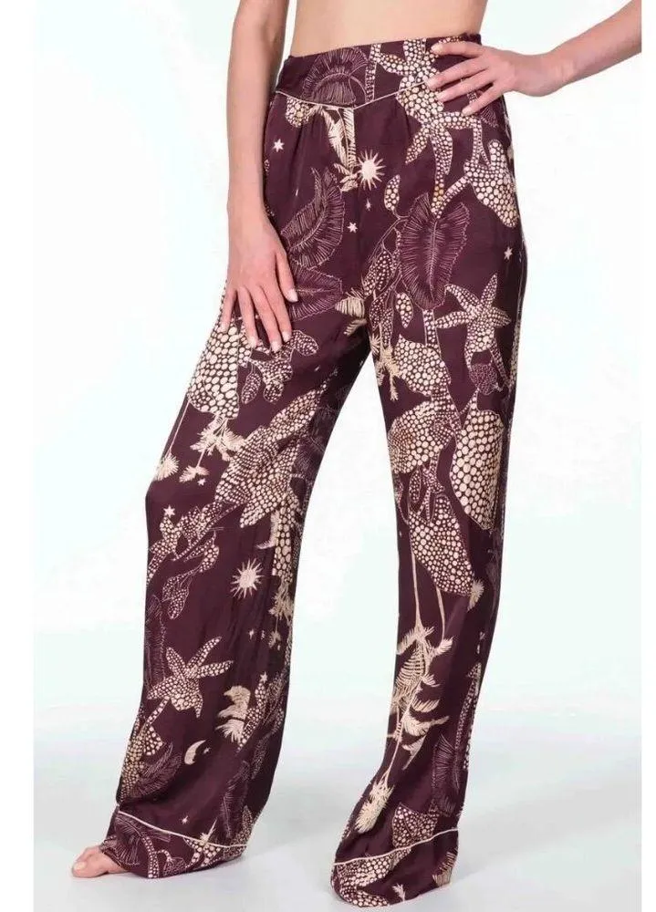 Forte Forte Printed Palazzo Pants Purple Cream Womens Size 00 XXS - Image 12