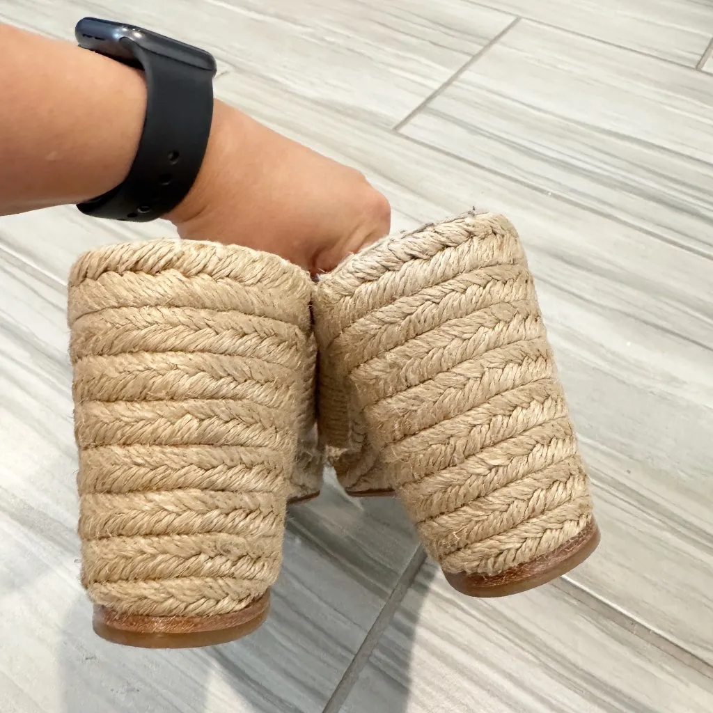 Vince Gaelan‎ Jute Wedge Espadrille Heeled Sandals in Tan Beige Vacation Size 8 - Image 5