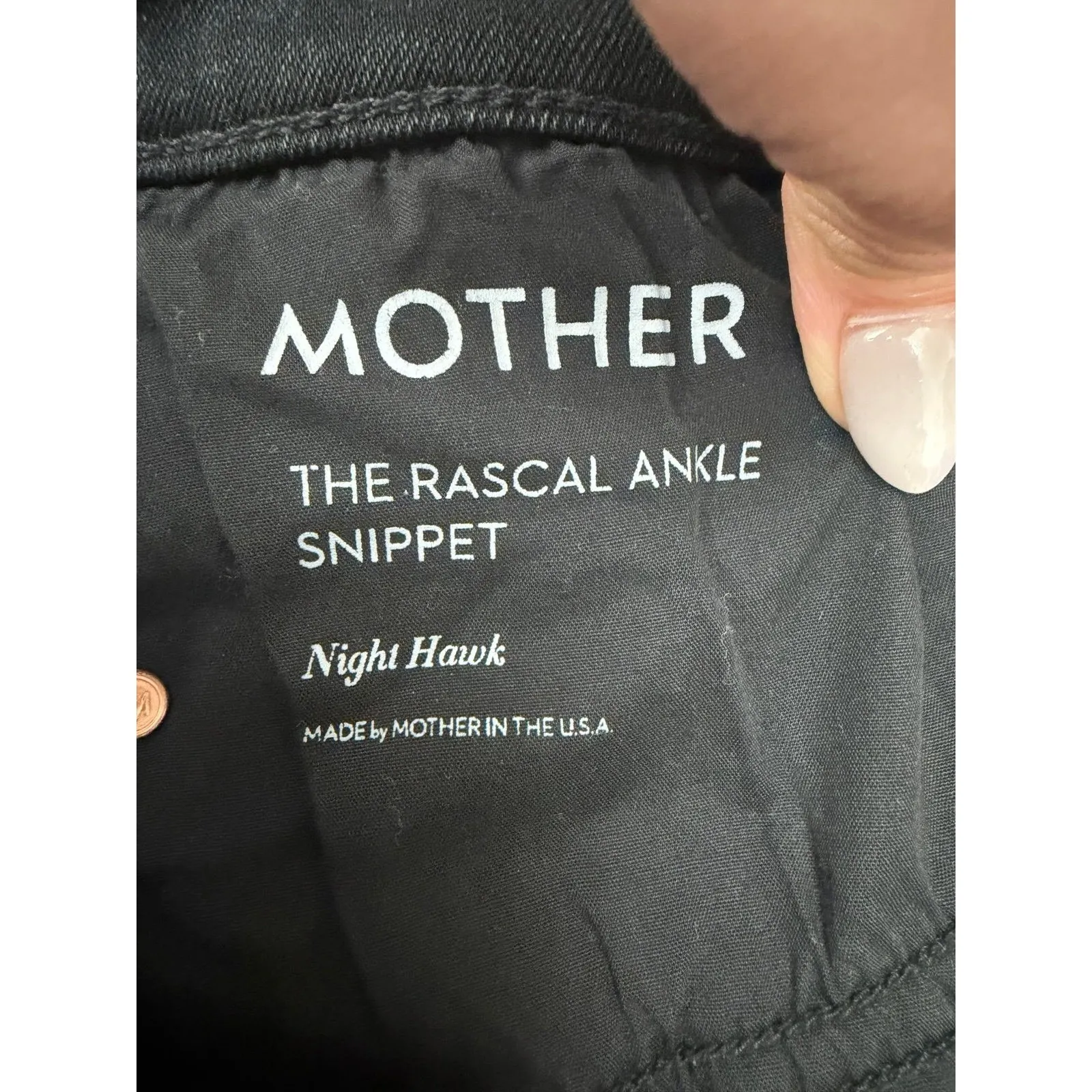 MOTHER The Rascal Ankle Snippet Night Hawk Black Raw Hem Jeans 27 - Image 5