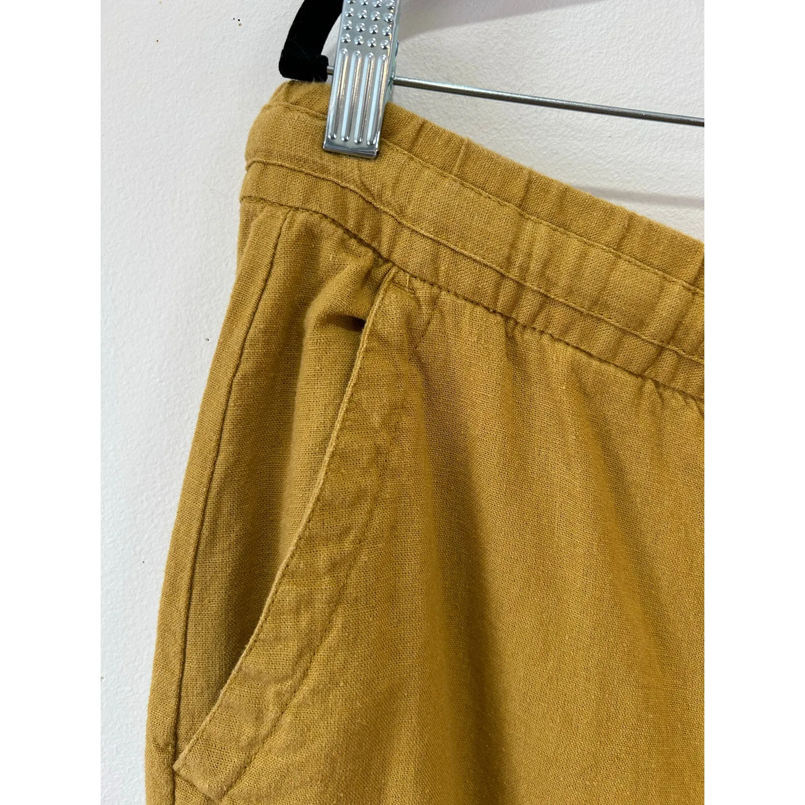 Old navy mustard yellow linen blend Pants wide leg size XL tall some wear - Image 10