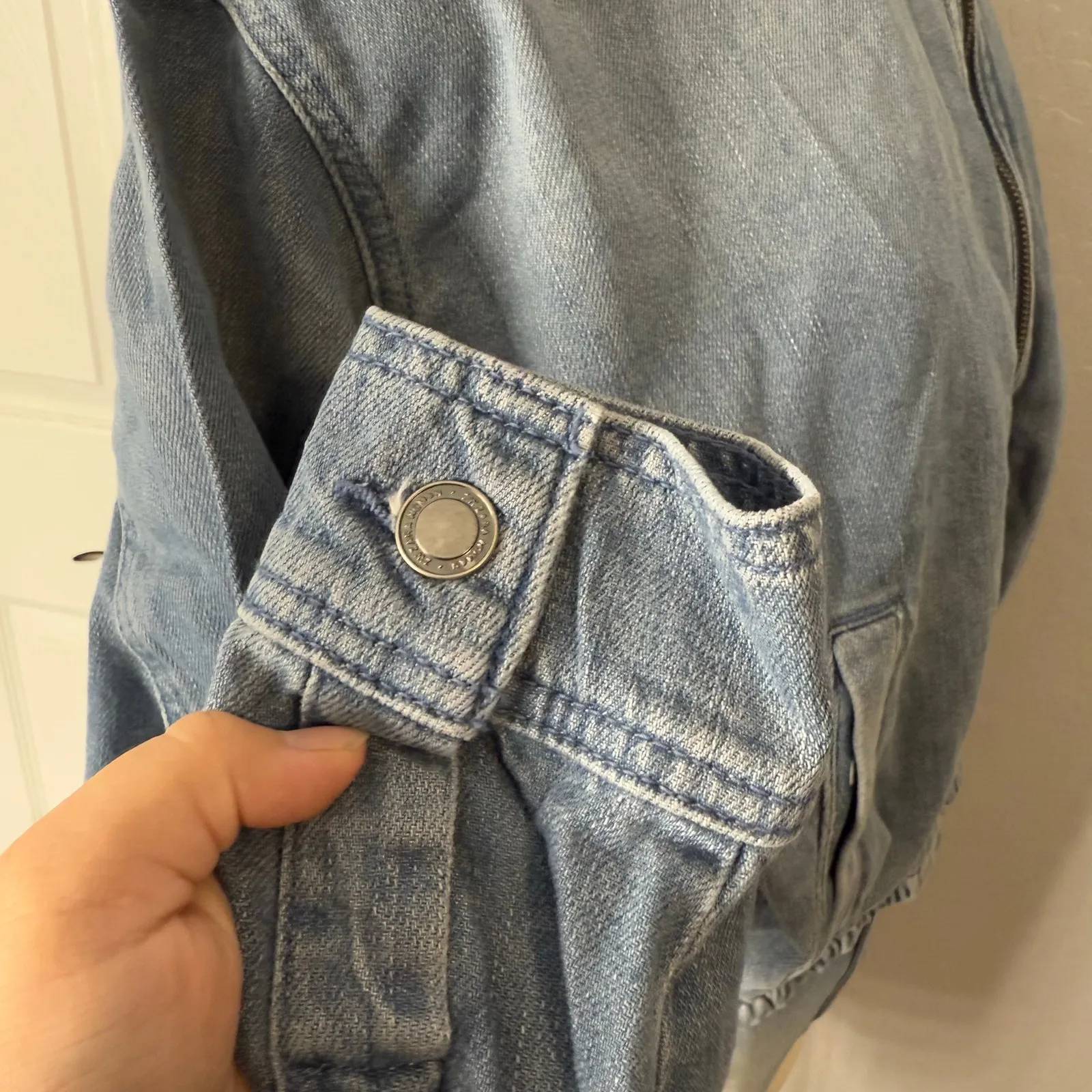 Zara ZW Collection Denim Bomber Jacket, S - Image 4