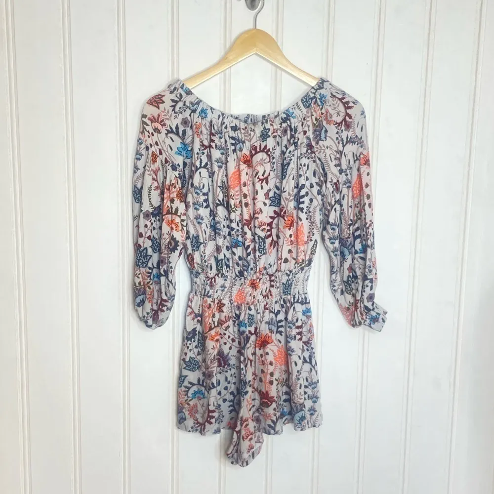 Free People Pretty & Free Grey Floral Long Sleeve Romper -249 - Image 3