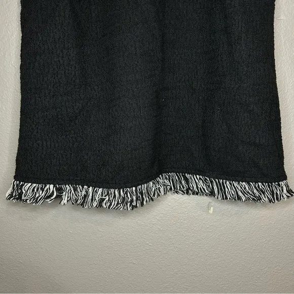 Zara black tweed halter top with fringe hem women's size small - Image 5