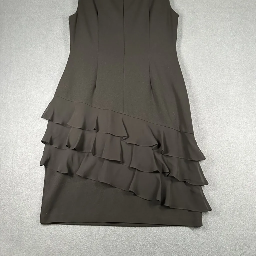 Connected Apparel Dress Womens 6 Black Sleeveless Ruffle Tiered Layer Cocktail - Image 8