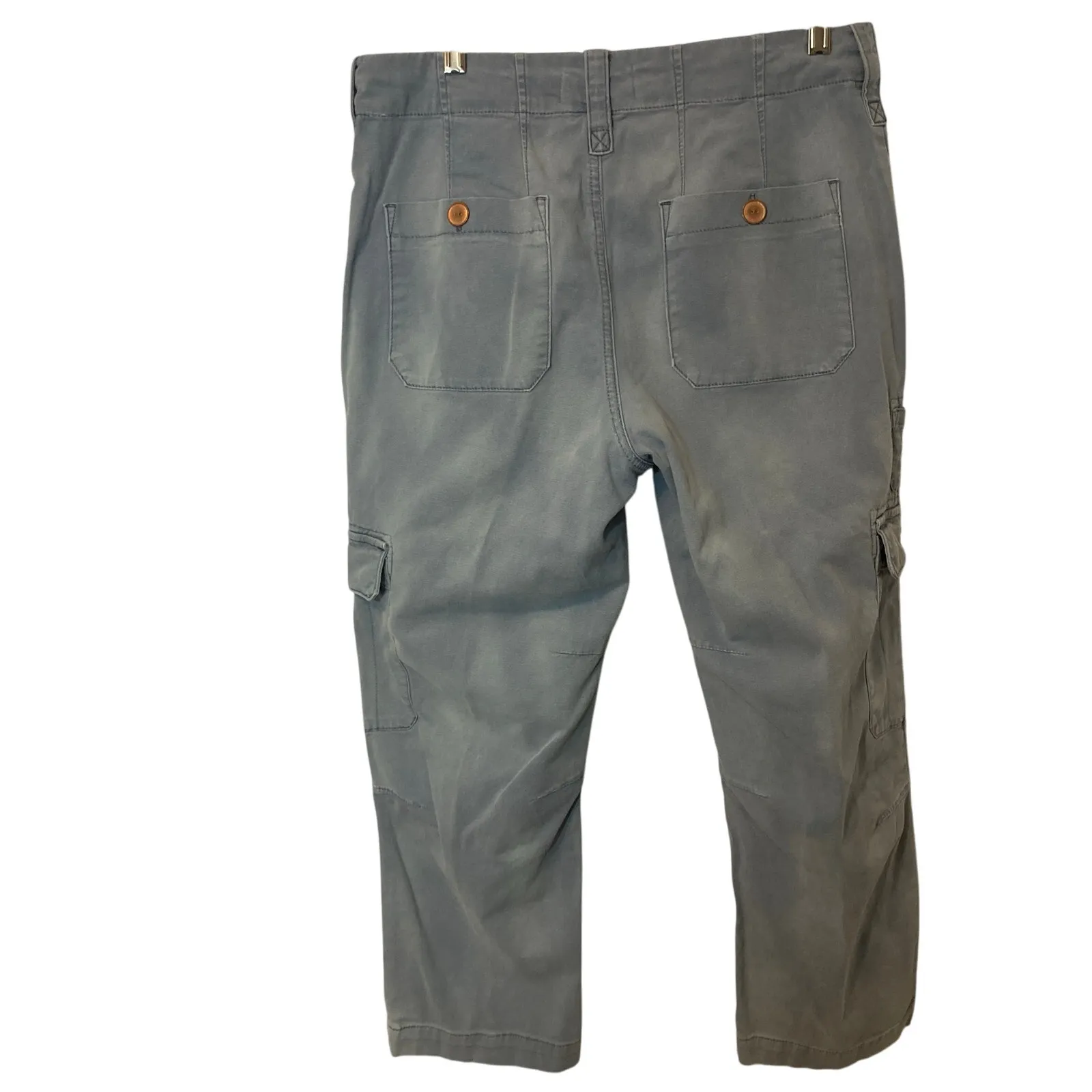 Anthropologie Blue Gray Wash Cargo Pockets Straight Leg High Rise Casual Pants - Image 2