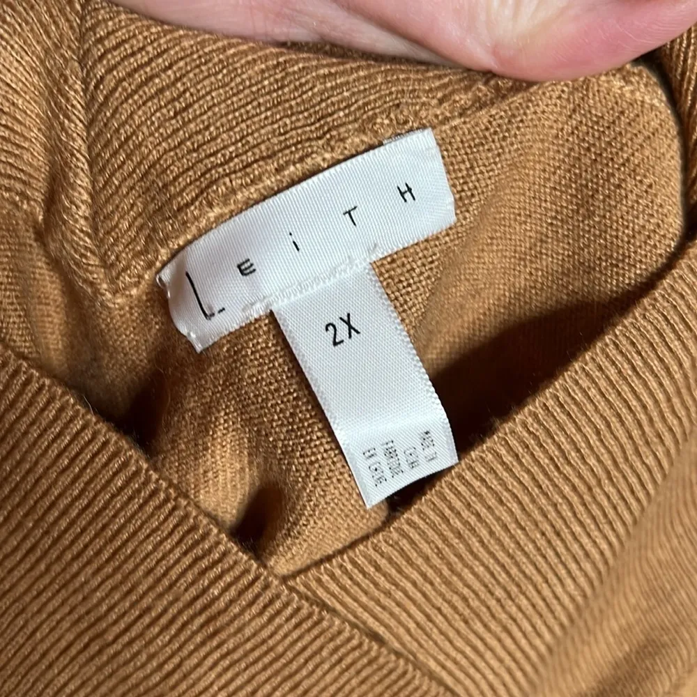 Leith Tan V Neck Wool Cotton Blend Sweater Size 2X NWT - Image 2