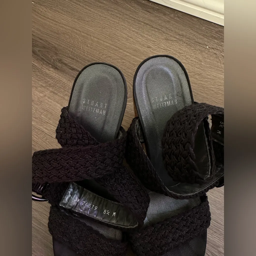 Stuart Weitzman Black and Tan Wedge Shoes 8 1/2 - Image 6