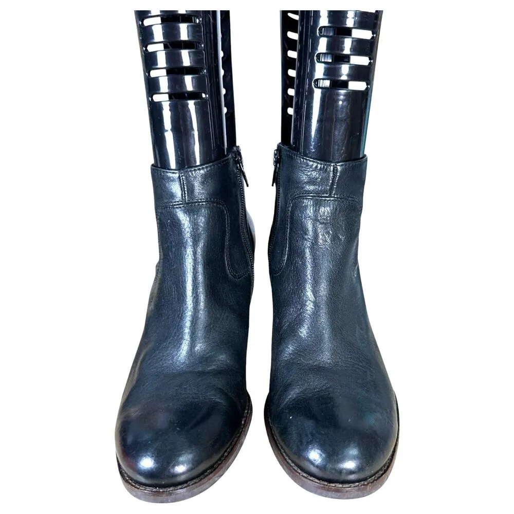 Paul Green Dexter Black Leather Chunky Stacked Heel Booties Size UK 6 US 8.5 - Image 3