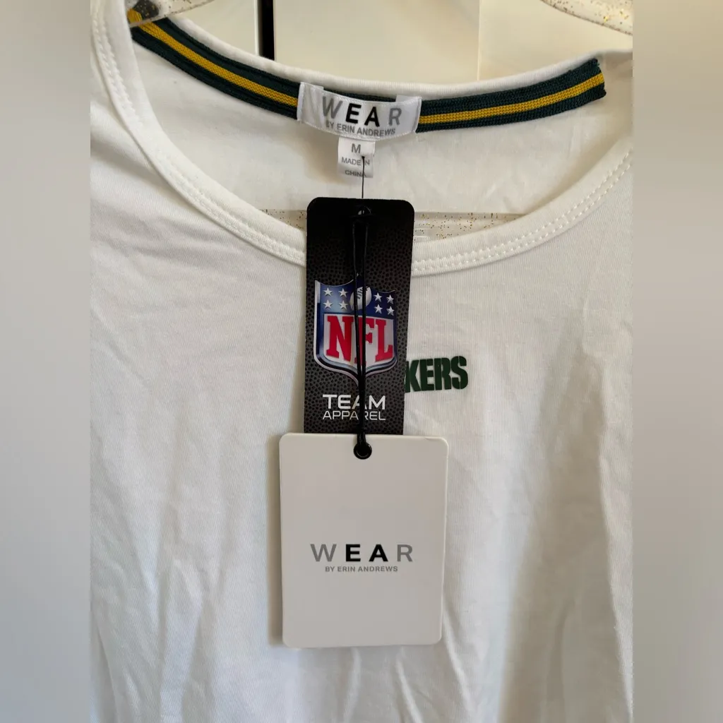WEAR by Erin Andrews White Green Bay Packers Long Sleeve Top NWT NFL Football Size M - Image 6