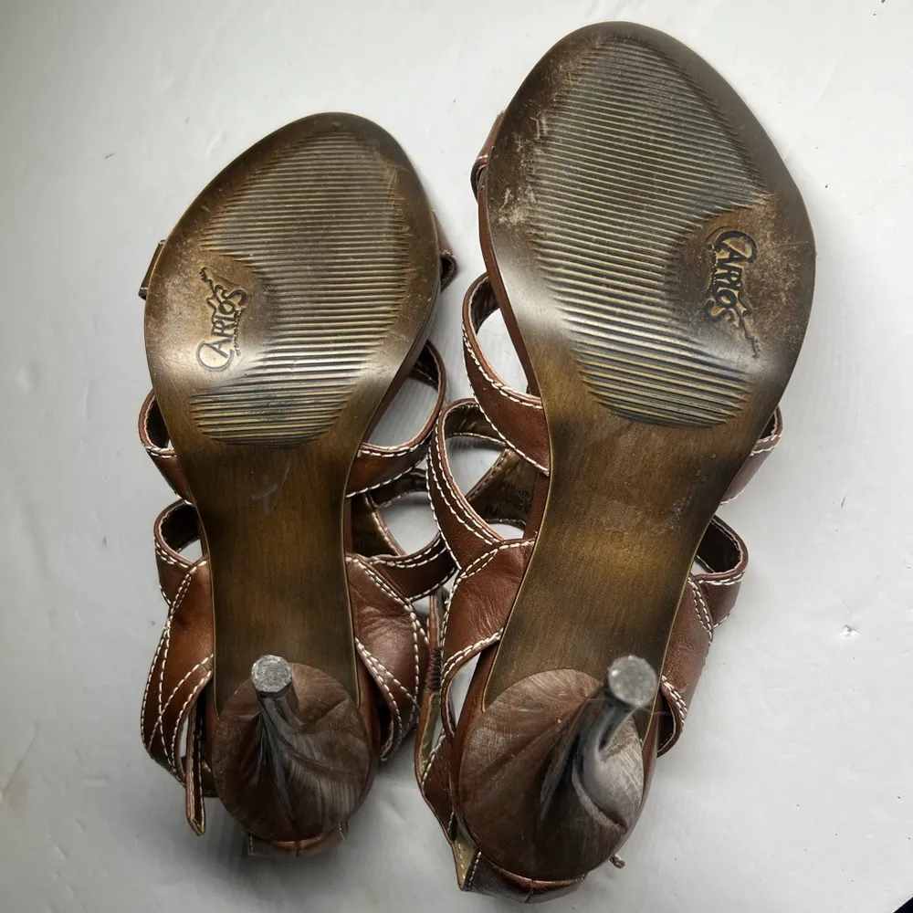 Carlos Santana Prodigy heels 7 leather brown strappy detail heels party dance - Image 8