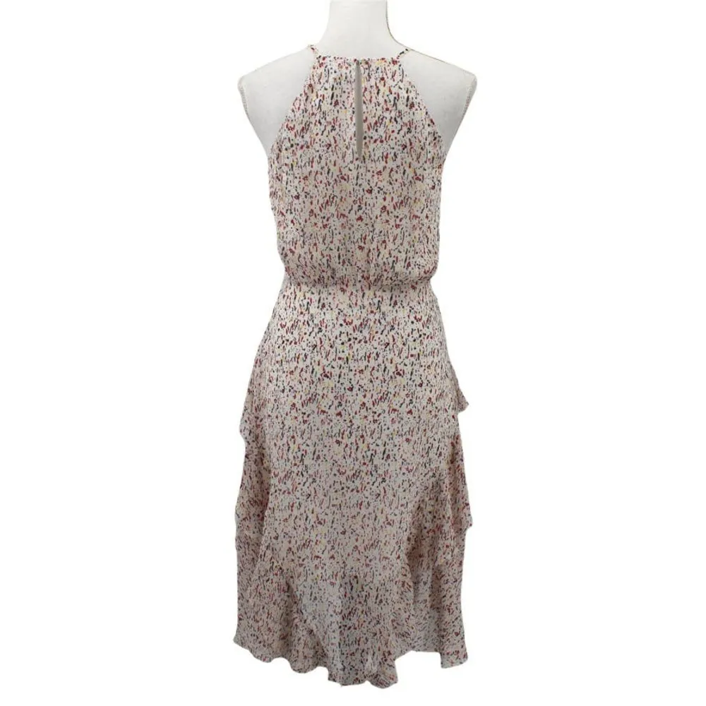 Joie Size 4 Lamberta Porcelain Silk Tiered Ruffle Flounce Hi Low Dress Halter - Image 6