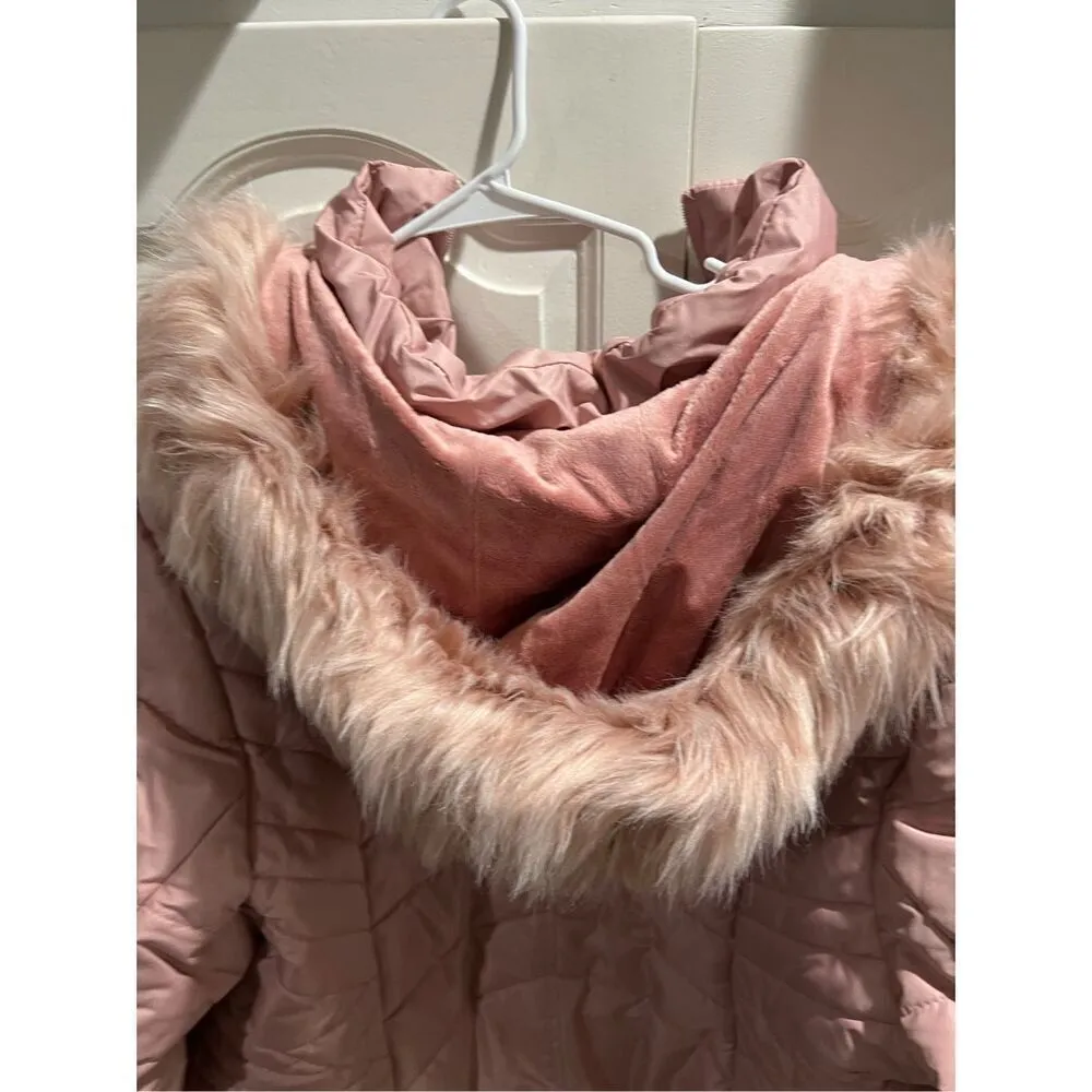 Details Women's Long Sleeve Quilted Puffer Jacket with Faux Fur Trim 2XL Pink Size XXL - Image 10