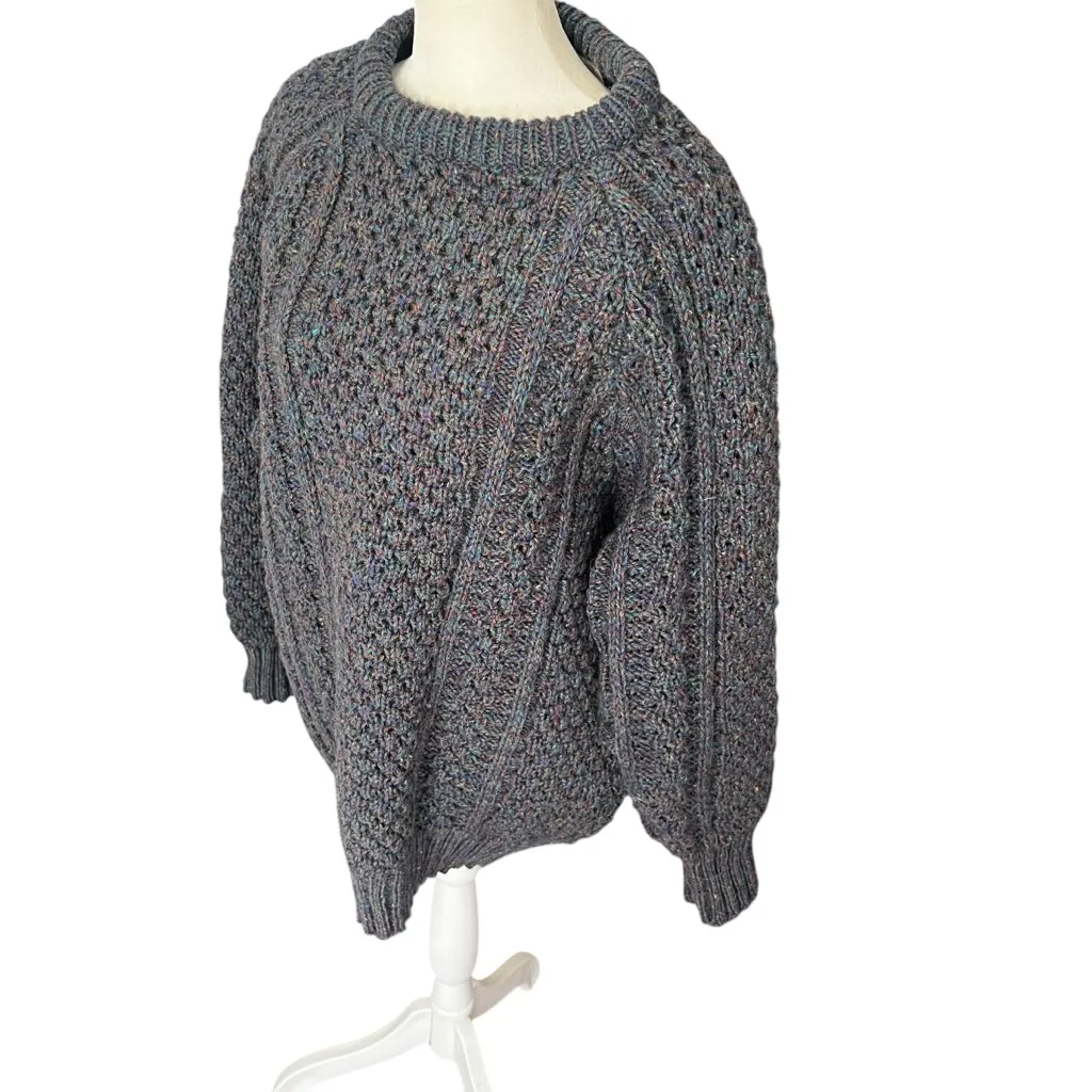 Ballyshanon Hand Loomed Wool Fisherman Sweater Ireland Chunky Knit S Oversized - Image 3