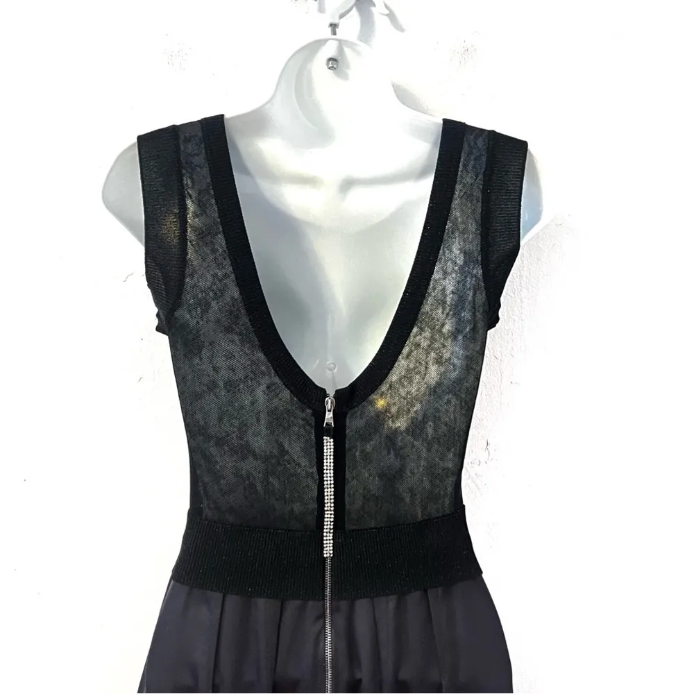 Dolce & Gabbana Black Silk Sparkly Sheer Satin Skirt Mini Dress - Image 7