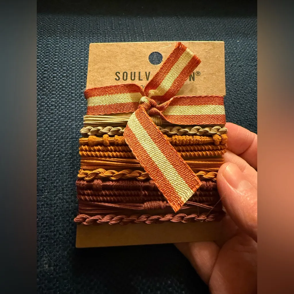 Soulvation Society Boho Hair Ties Bracelets Pony Tails for Girls Teens Women Orange - Image 5