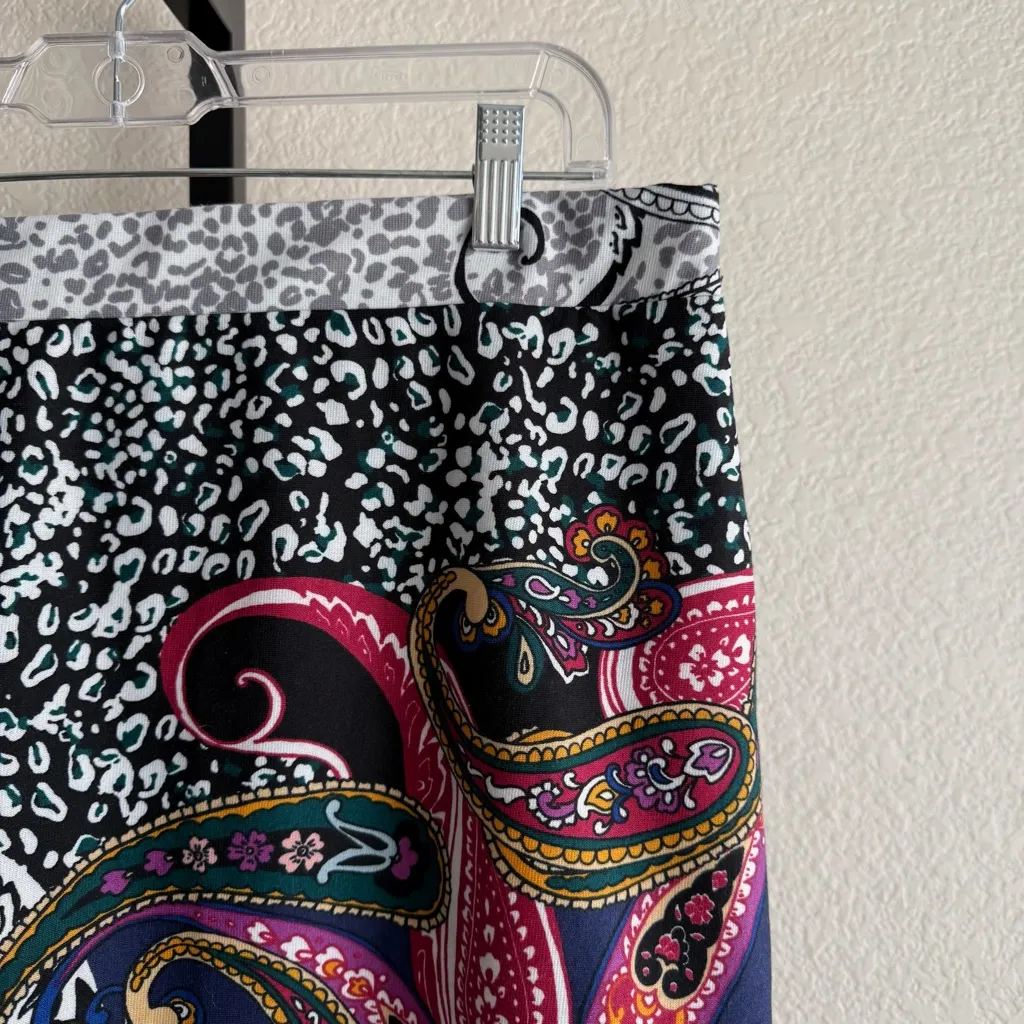 Women’s Modest Animal Print Paisley Skirt Stretch Waist XL Petite Career Casual - Image 3
