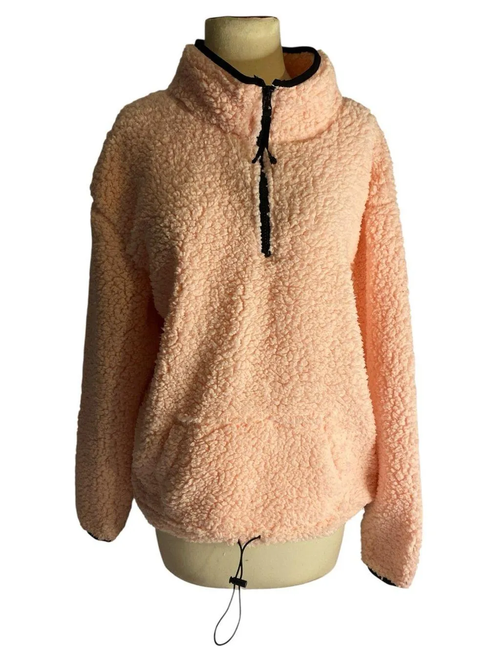 Cozy Soft Peach Sherpa Quarter Zip Pullover No Boundaries Women’s XL - Image 2
