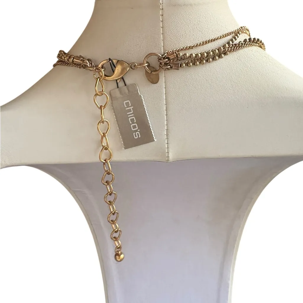 Chico's Green and Yellow Multi-Strand Necklace - Image 4