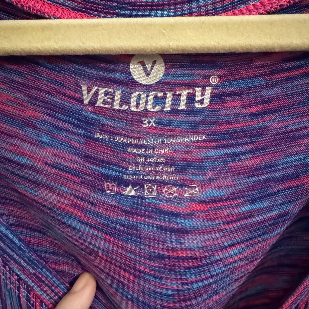 Velocity Activewear Wicking Yoga Workout Stretch Purple Top Plus 3X - Image 4