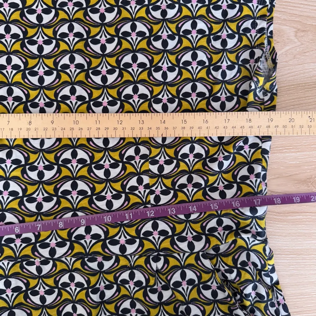 Boden 14 Florrie Jersey Midi Dress Olive Oil Floral Geometric Preppy Yellow Purple - Image 9