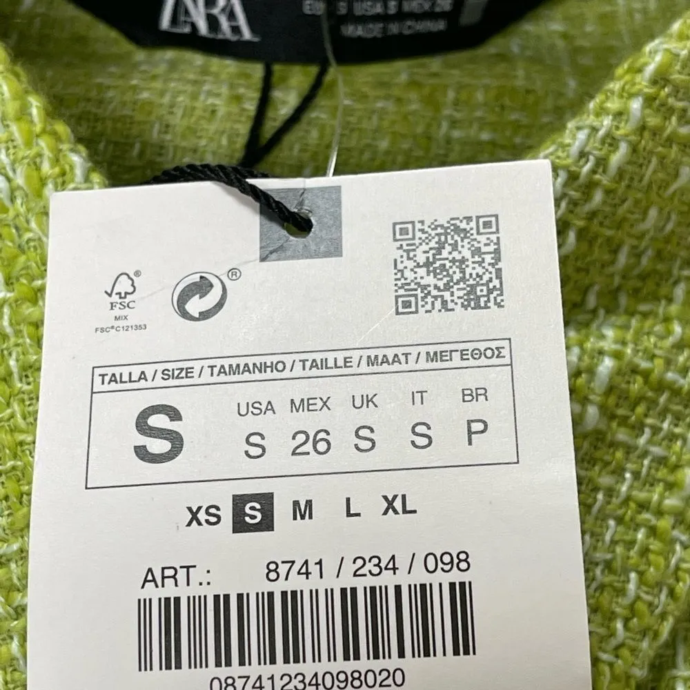 𝅺zara cotton dress, cotton blend tweed baby doll dress Sz S - Image 12