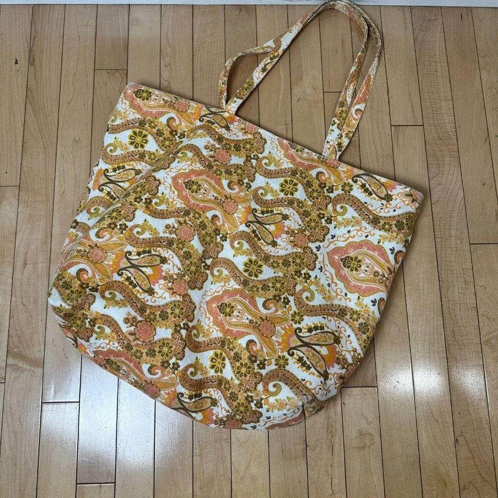 Extra Large B'S PURSES Tote Bag Beach Bag Snap Closure Orange - Image 4