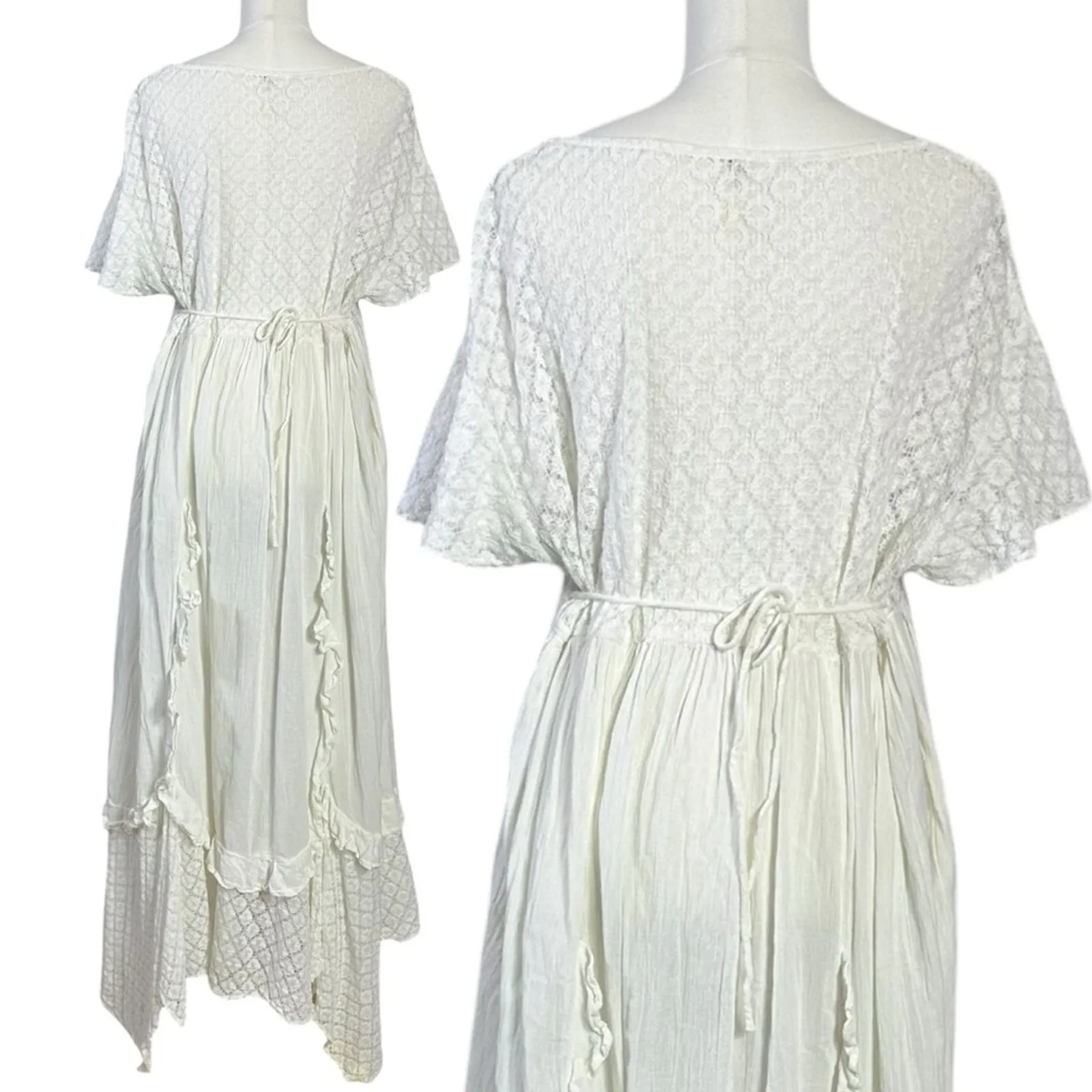 Free People Ethereal Bohemian Cottage Bring The Romance Maxi Dress White Small - Image 11