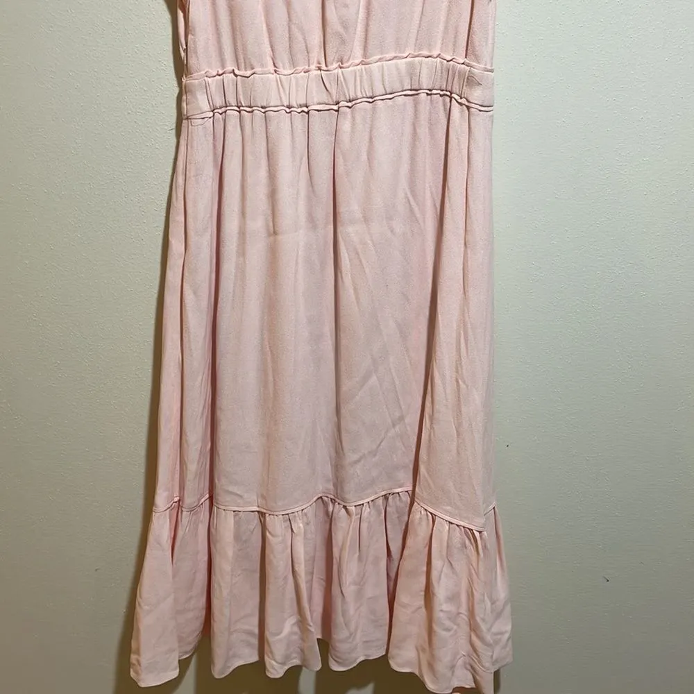 J. Crew Point Sur V-Neck Ruffle Midi Dress Flutter Sleeve Blush Pink Size 2 - Image 12