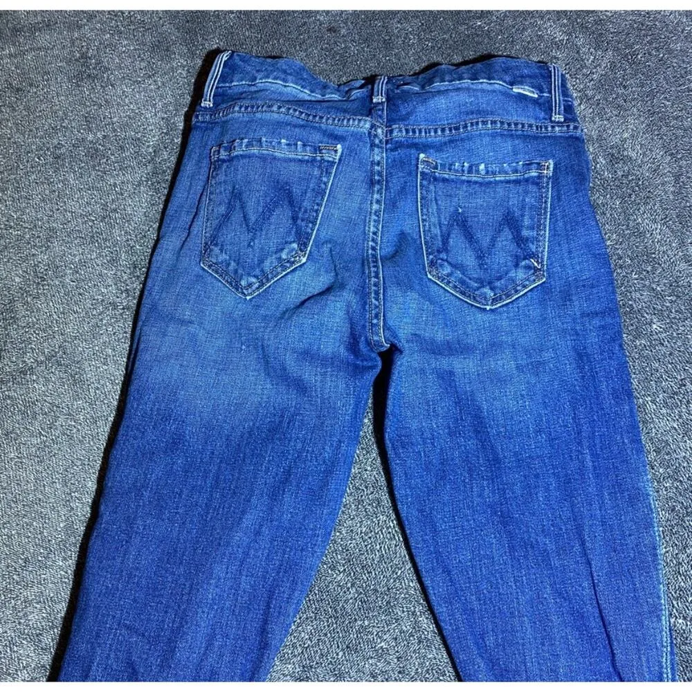 Mother Denim High Waisted Looker Ankle Fray Nature Tune Up Skinny‎ Jeans Blue Size 25 - Image 7