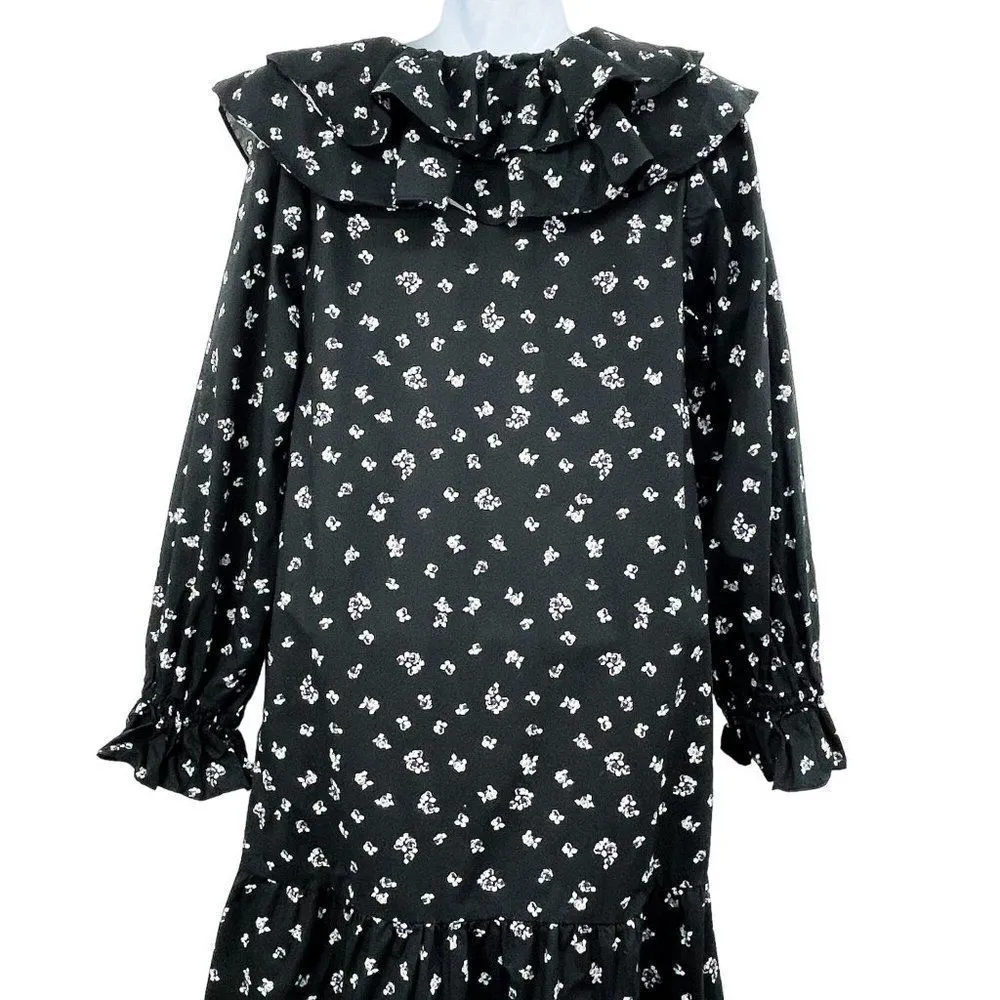 Who What Wear Floral Ruffle Collar Midi Prairie Cottagecore Long Sleeve Dress - Image 95