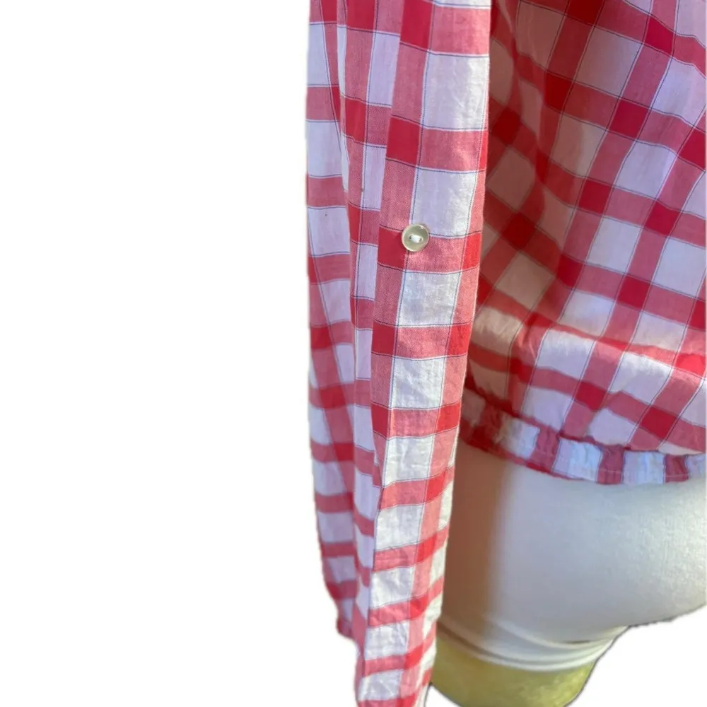 Pink and white gingham coquette 100% cotton top lace and buttons French brand - Image 4