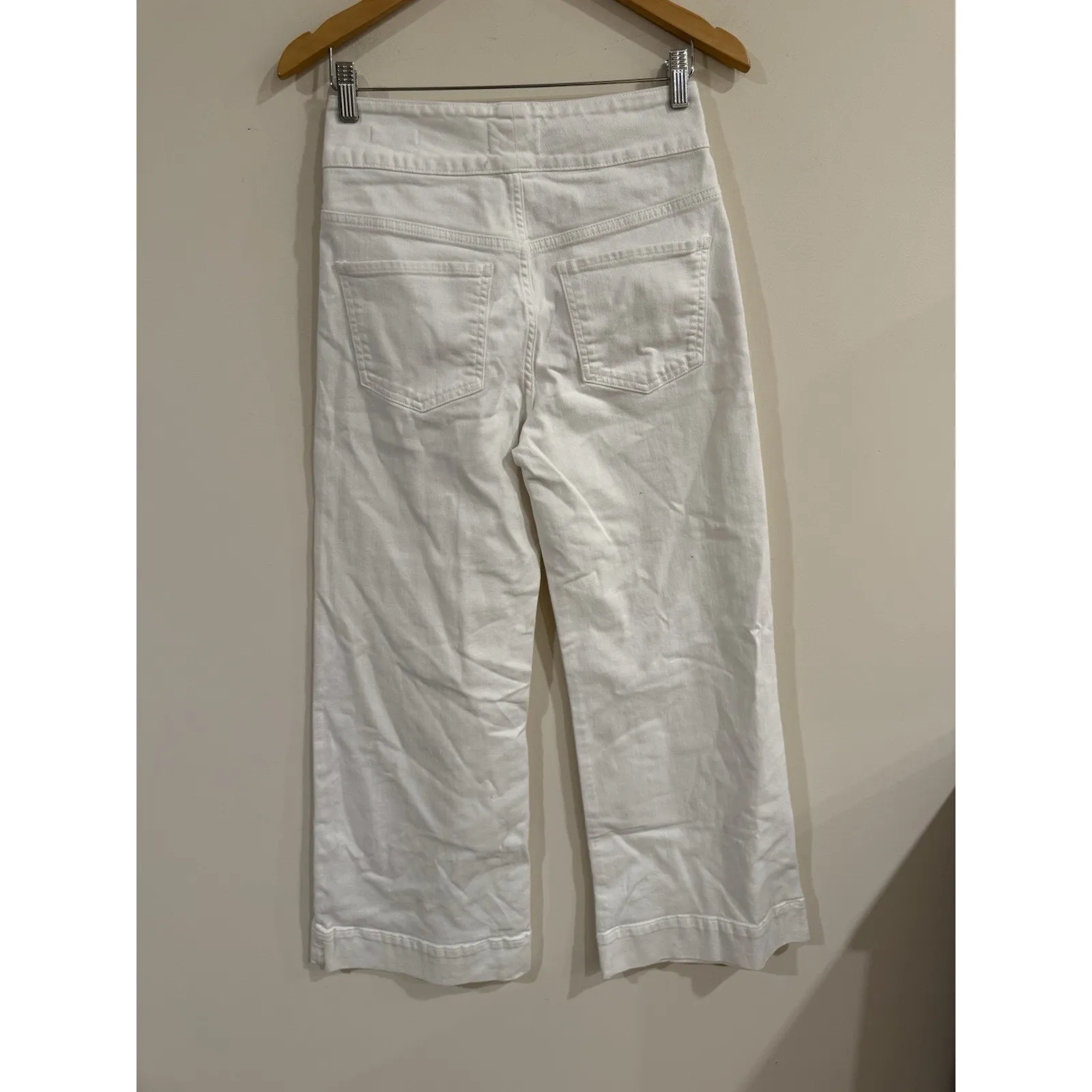 Frame Le Pixie Hardy Wide Leg Pant High Rise Solid White Size 27 - Image 2