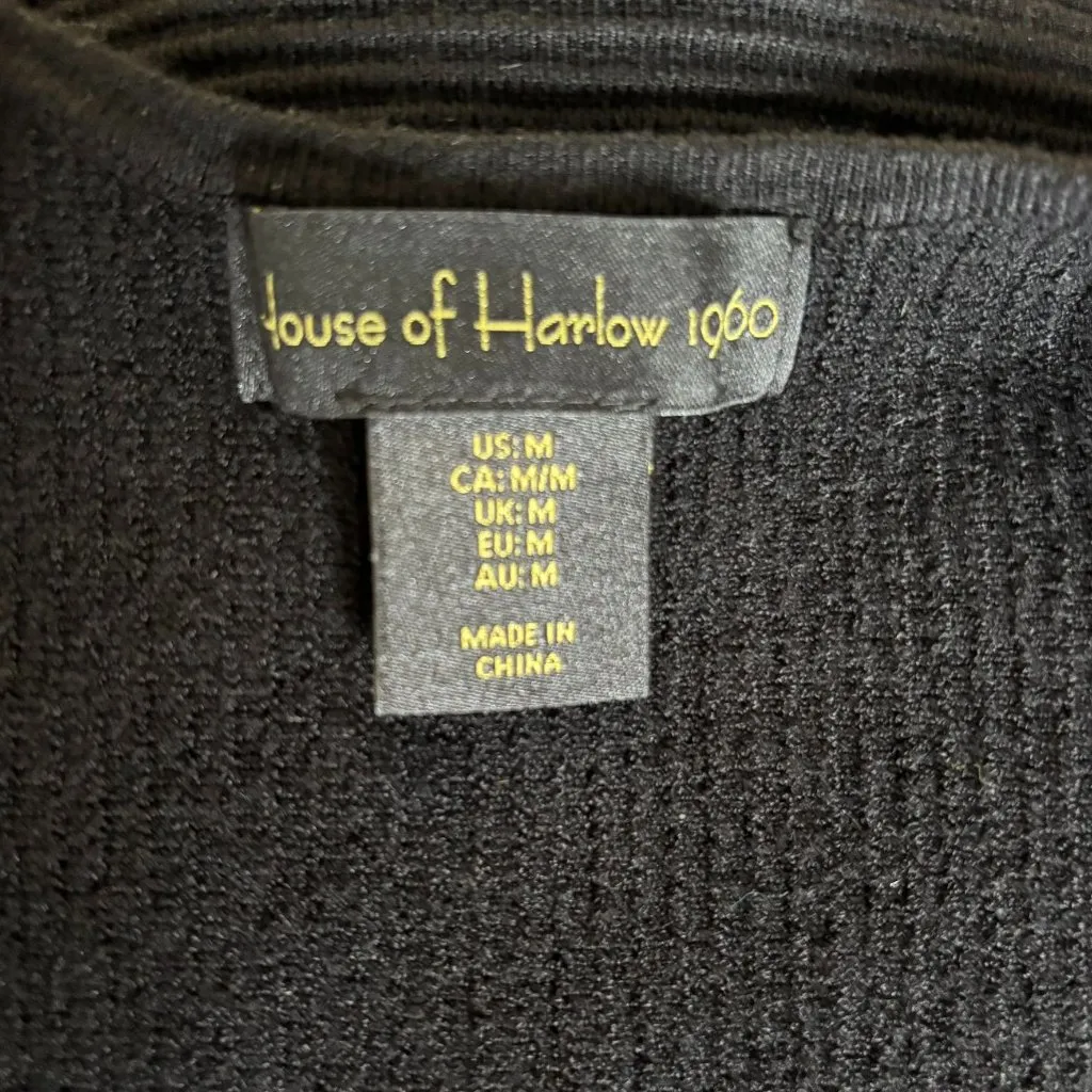 House Of Harlow 1960 Ribbed Sleeveless Crop Top Medium Black Deep V - Image 6