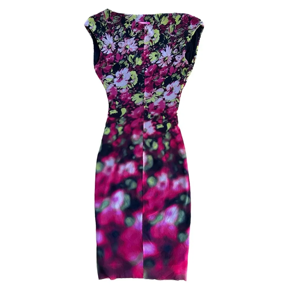 Vintage Jean Paul Gaultier Soleil Printed Midi Sheath Dress Floral Pink Small - Image 4