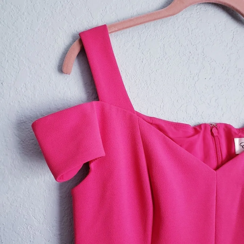 Eliza J Barbie Pink Cold Shoulder Crepe Sheath Dress‎ - Image 6