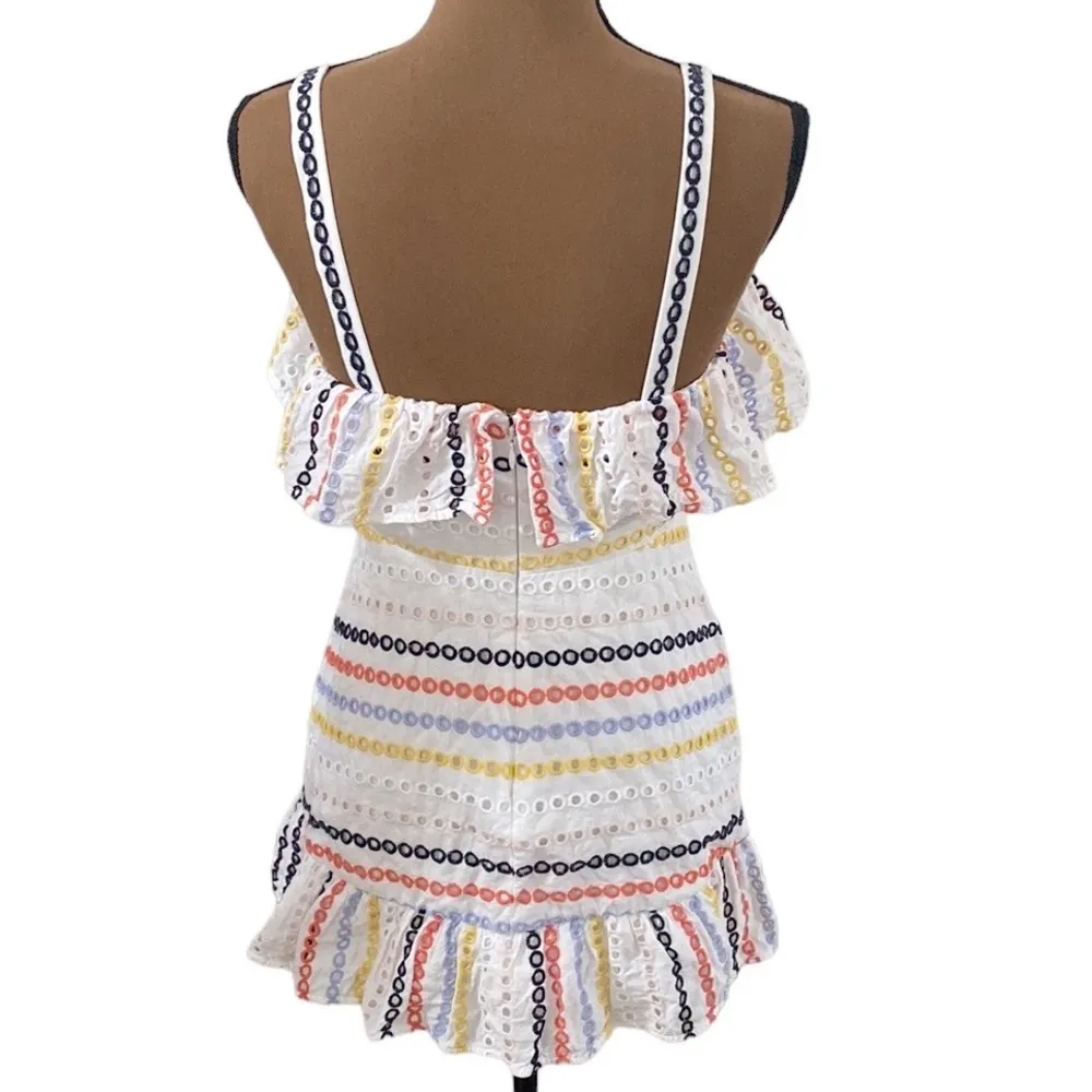 Lovers + Friends Emma Eyelet Ruffled Mini Dress in Rainbow size S - Image 3