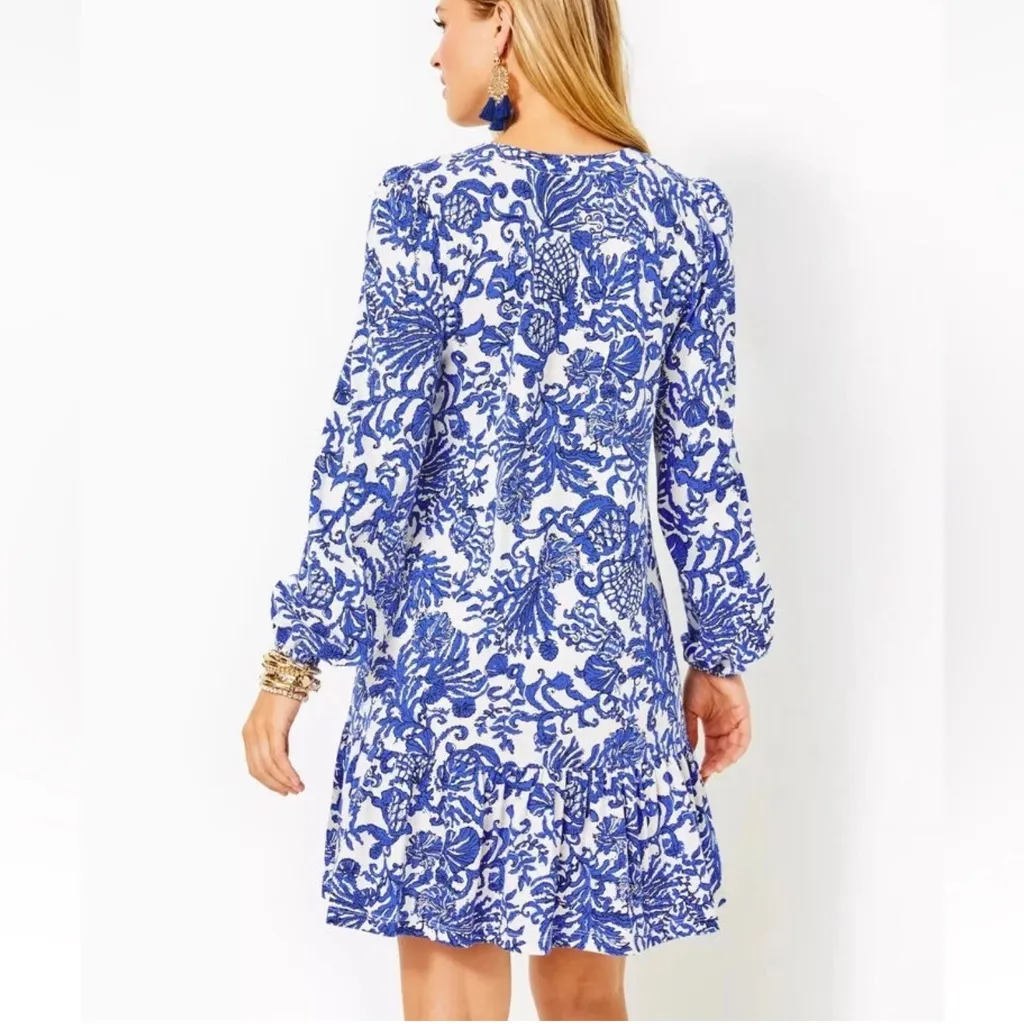 Lilly Pulitzer Alyssa A Line Cotton Dress in Deeper Coconut Ride With Me Large - Image 2